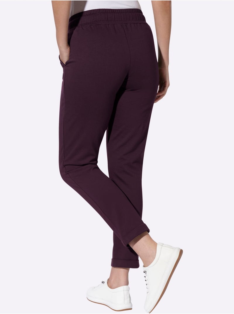 Pantalon sweat qualité sweatshirt agréable - taille courte - moda vilona Violet aubergine - Kiabi