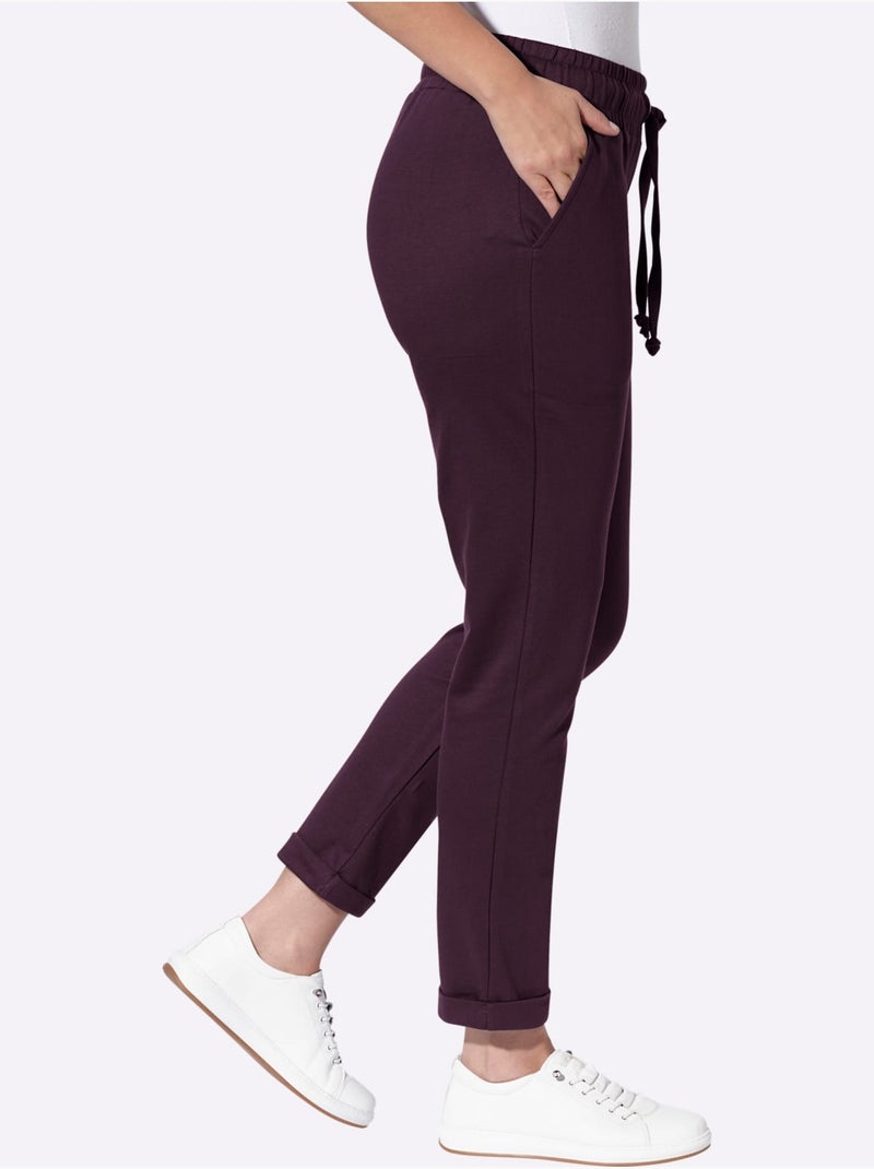 Pantalon sweat qualité sweatshirt agréable - taille standard - moda vilona Violet aubergine - Kiabi