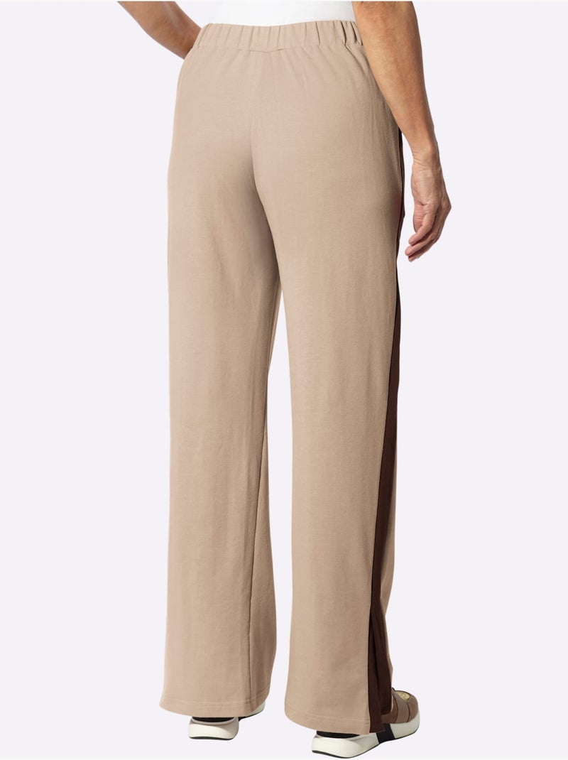 Pantalon Sweat Rayures Galon Tendance - Taille Courte - Moda Vilona Beige argile - Kiabi
