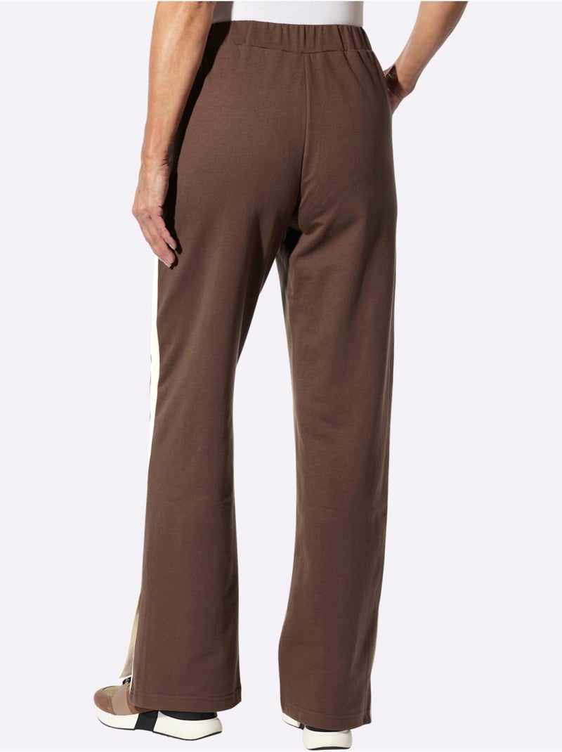 Pantalon Sweat Rayures Galon Tendance - Taille Courte - Moda Vilona Marron/Choco - Kiabi