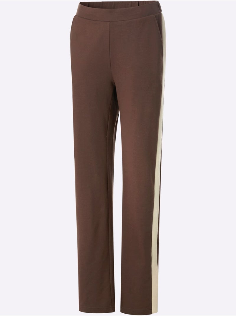 Pantalon Sweat Rayures Galon Tendance - Taille Courte - Moda Vilona Marron/Choco - Kiabi