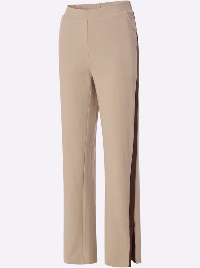 Pantalon Sweat Rayures Galon Tendance - Taille Standard - Moda Vilona Beige argile - Kiabi