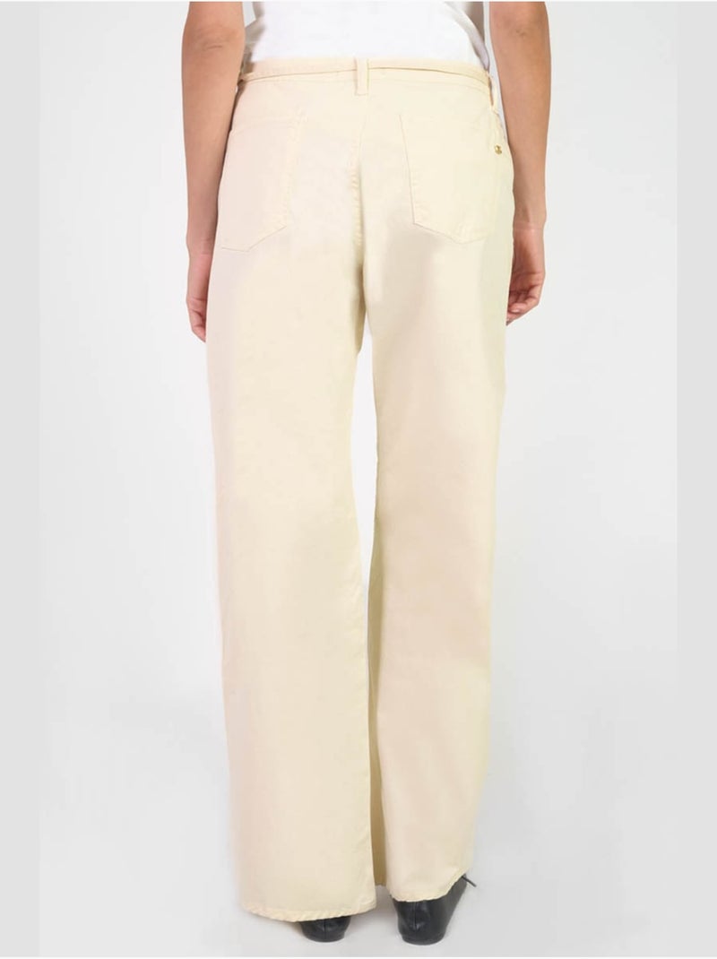 Pantalon tahis flare 'le temps des cerises' Beige - Kiabi