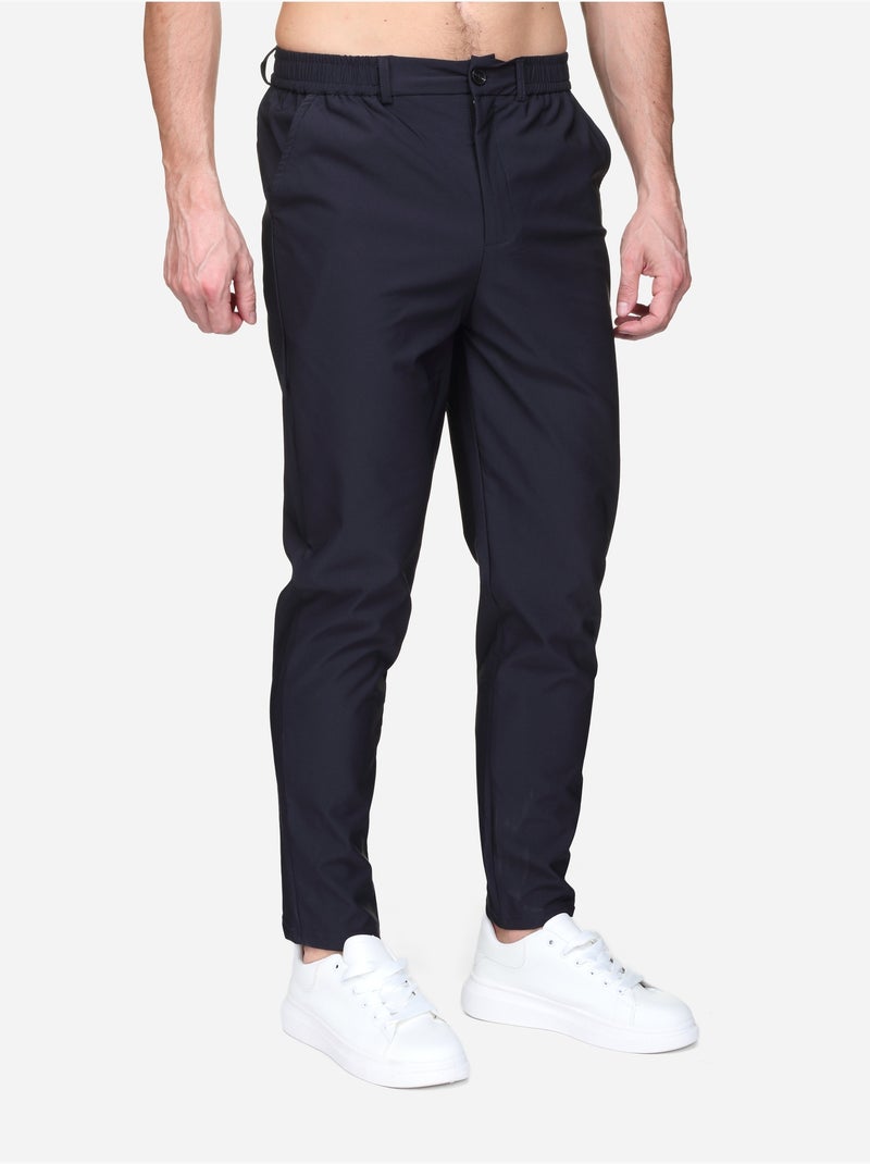 Pantalon taille elastique à bouton - Frilivin Bleu foncé - Kiabi