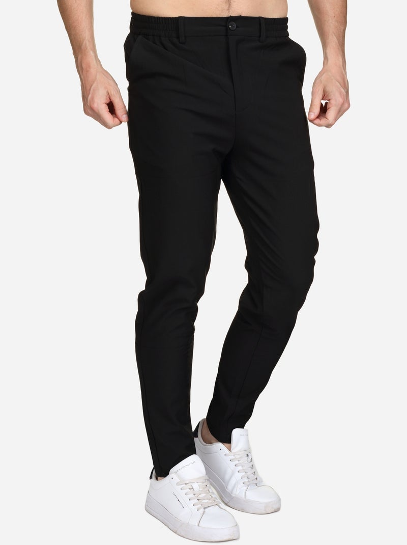 Pantalon taille elastique à bouton - Frilivin Noir - Kiabi