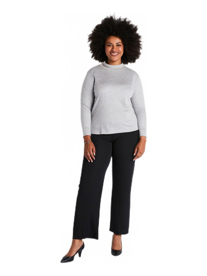 Pantalon taille élastiquée fluide évasé - Afibel Bleu marine - Kiabi