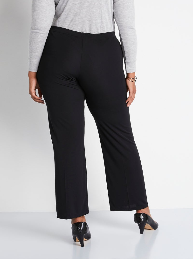 Pantalon taille élastiquée fluide évasé Noir - Kiabi
