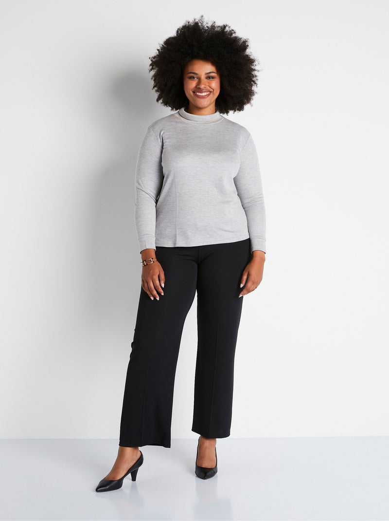 Pantalon taille élastiquée fluide évasé Noir - Kiabi