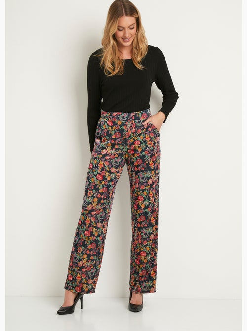 Pantalon taille élastiquée velours ras - Afibel - Kiabi