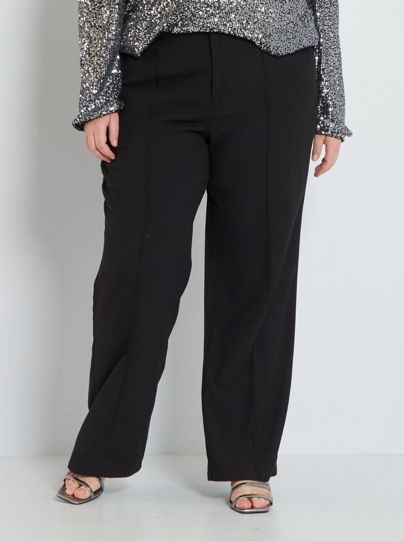 Pantalon taille haute - coupe straight noir - Kiabi