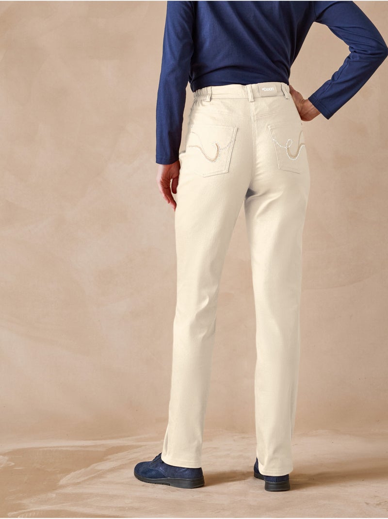 Pantalon taille haute 5 poches - DAXON Beige - Kiabi