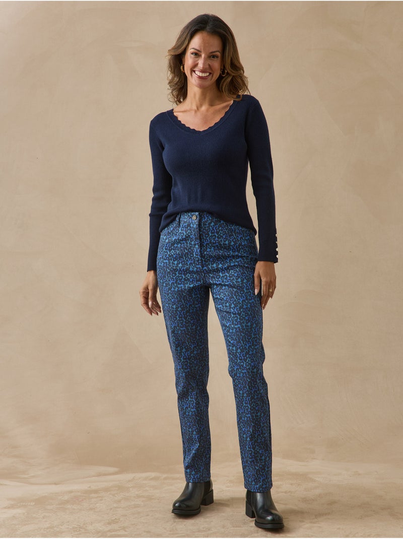 Pantalon taille haute 5 poches - daxon Bleu marine - Kiabi