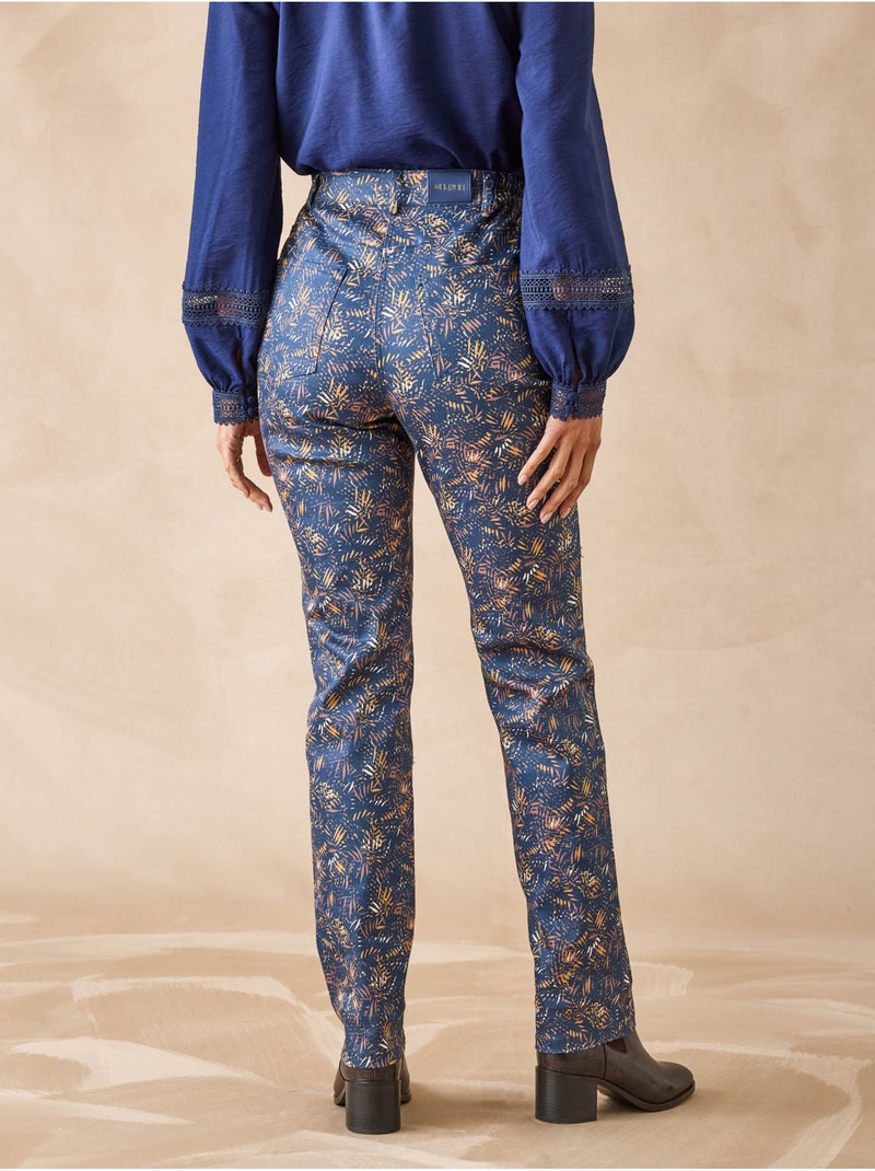 Pantalon taille haute 5 poches - DAXON Bleu Multicolore - Kiabi