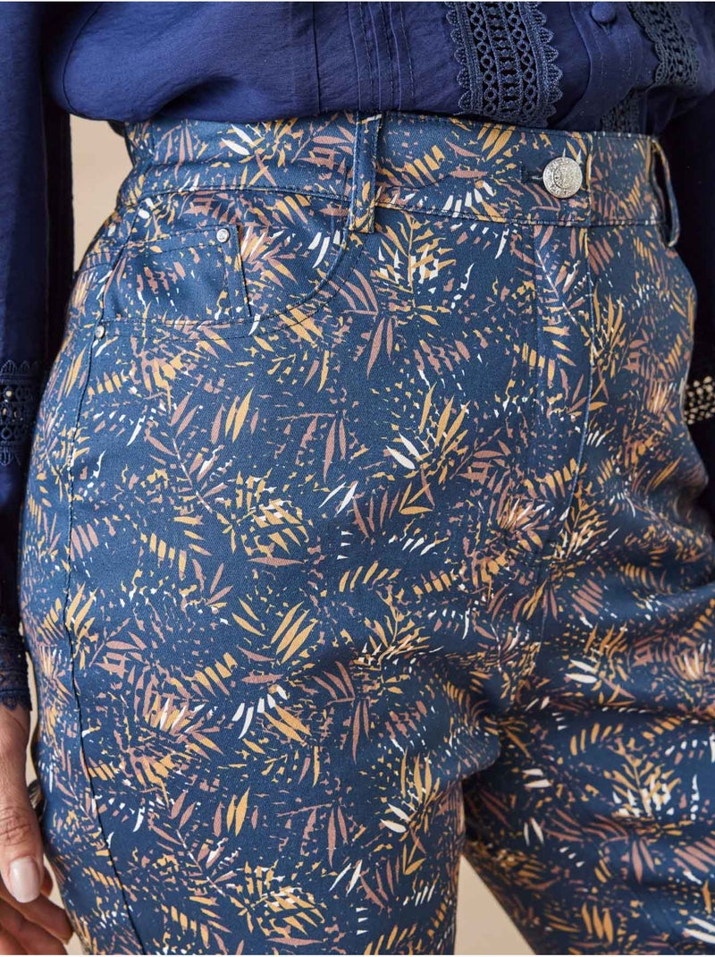 Pantalon taille haute 5 poches - DAXON Bleu Multicolore - Kiabi