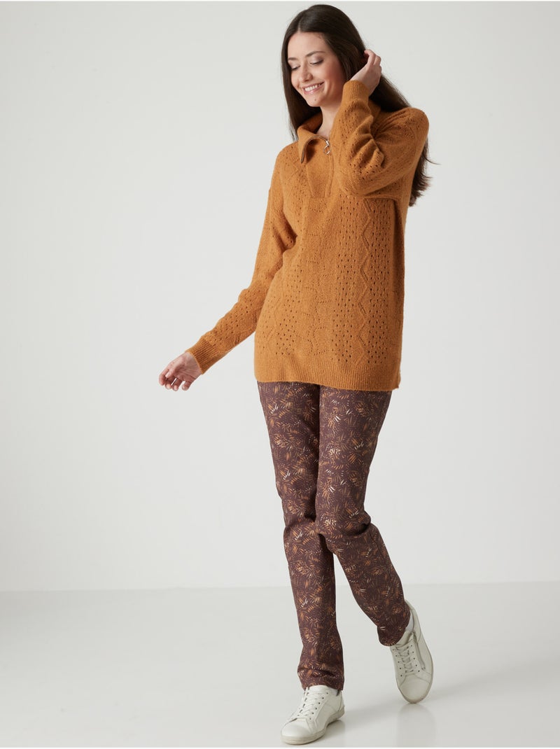 Pantalon taille haute 5 poches - DAXON Marron chocolat - Kiabi