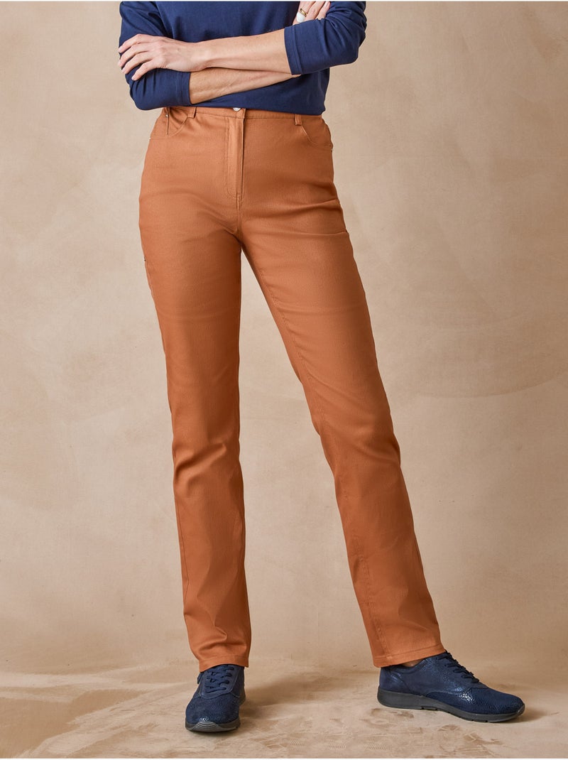 Pantalon taille haute 5 poches - DAXON Marron - Kiabi