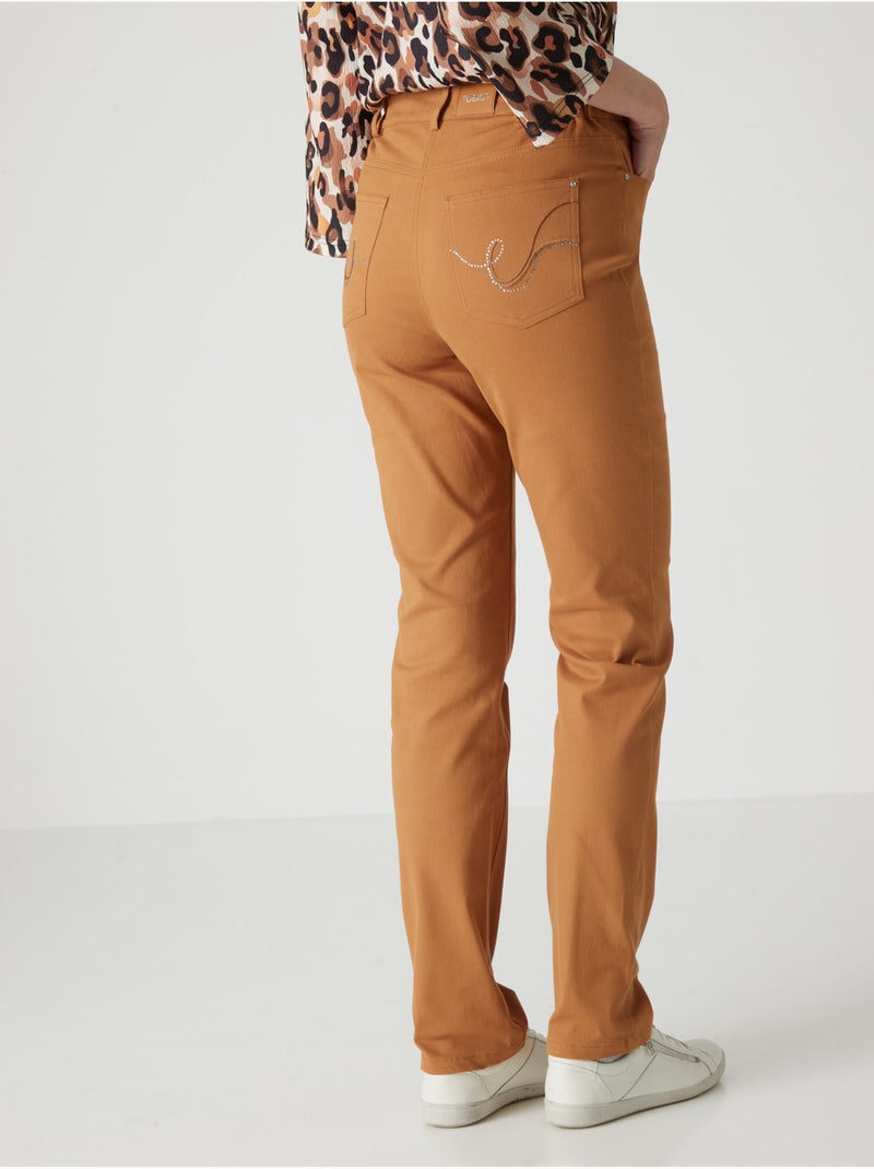 Pantalon taille haute 5 poches - DAXON Marron noisette - Kiabi