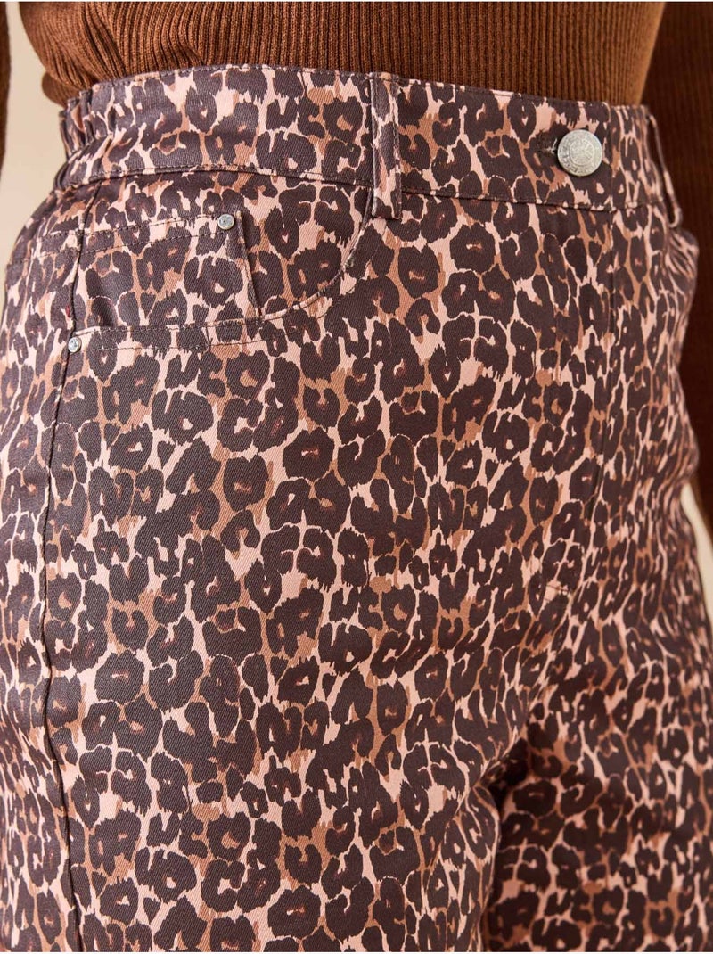 Pantalon taille haute 5 poches - DAXON Noir Marron - Kiabi