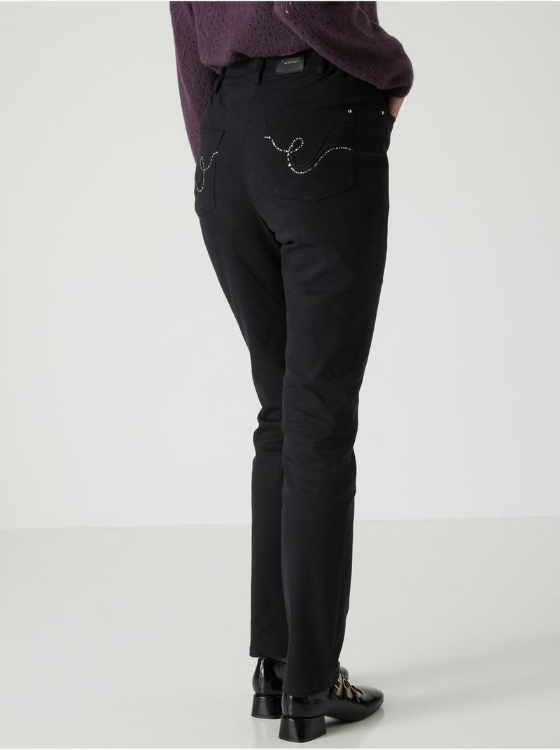 Pantalon taille haute 5 poches - DAXON Noir Noir - Kiabi