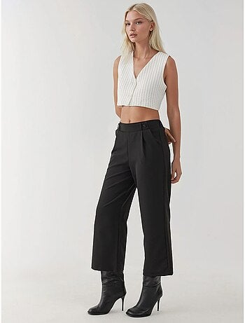 Pantalon taille haute à boutons