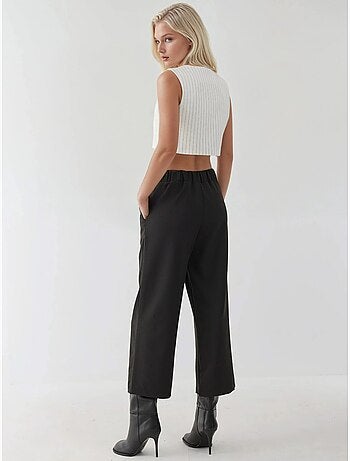 Pantalon taille haute à boutons