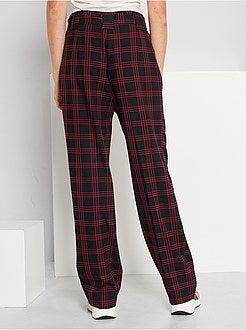 Pantalon taille haute à carreaux - Kiabi