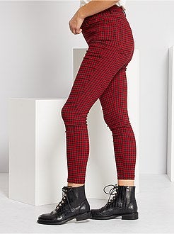 Pantalon taille haute à carreaux - Kiabi
