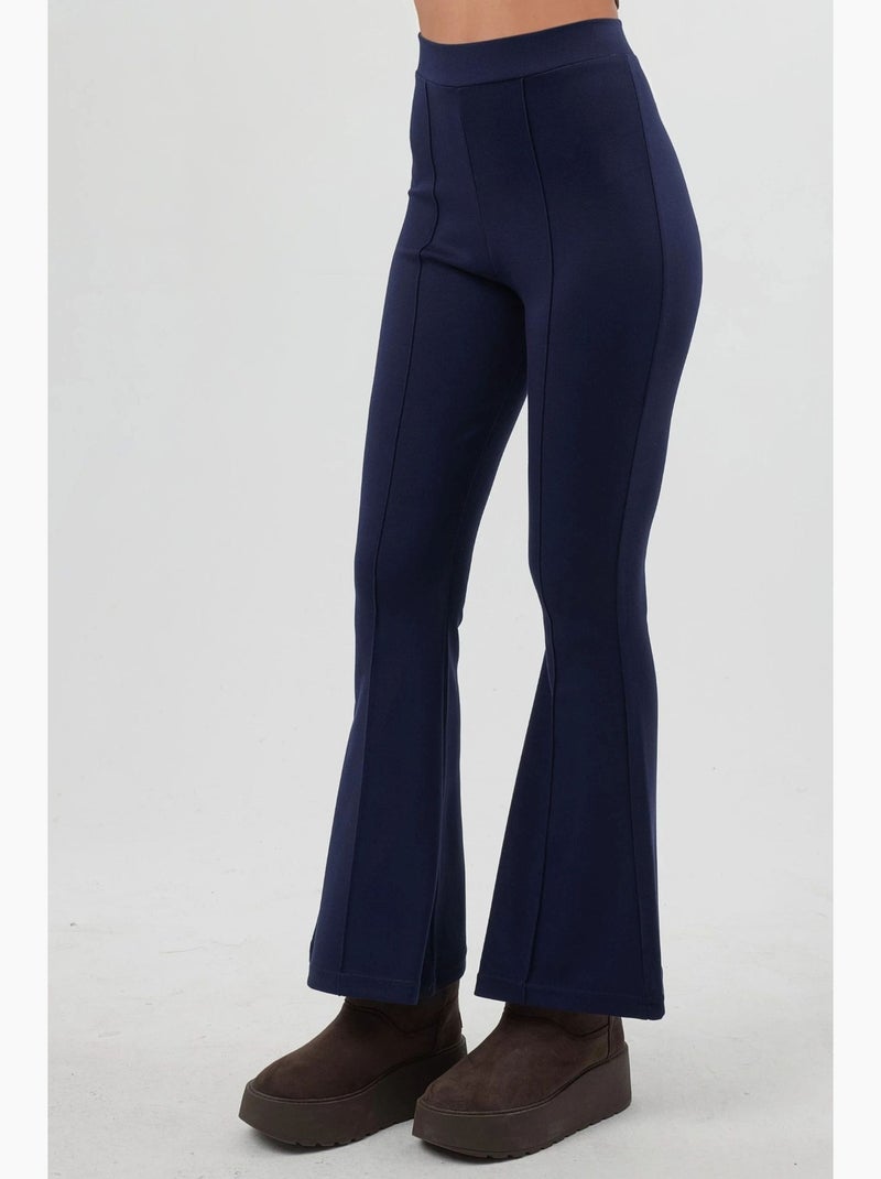 Pantalon taille haute à jambes évasées hiccup Bleu marine - Kiabi