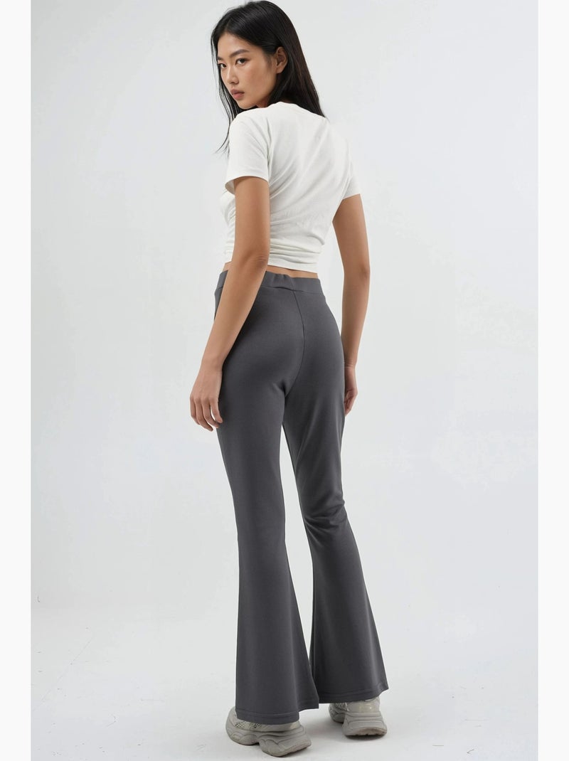 Pantalon taille haute à jambes évasées hiccup Gris - Kiabi