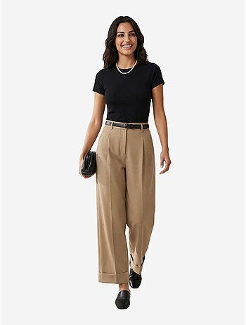 Pantalon taille haute à jambes larges avec ceinture my fashion
