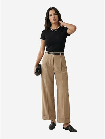 Pantalon taille haute à jambes larges avec ceinture my fashion