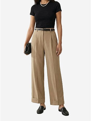 Pantalon taille haute à jambes larges avec ceinture my fashion