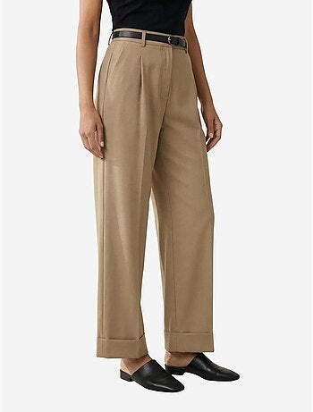 Pantalon taille haute à jambes larges avec ceinture my fashion