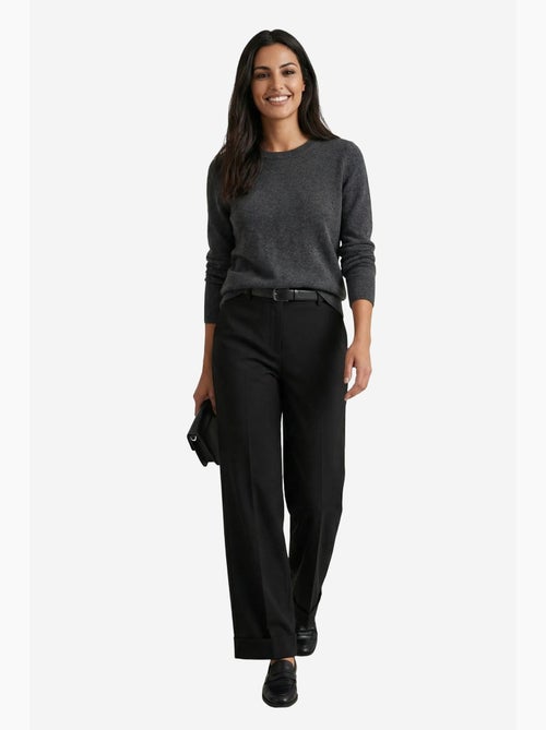 Pantalon taille haute à jambes larges avec ceinture my fashion - Kiabi Pantalon taille haute à jambes larges avec ceinture my fashion - Kiabi