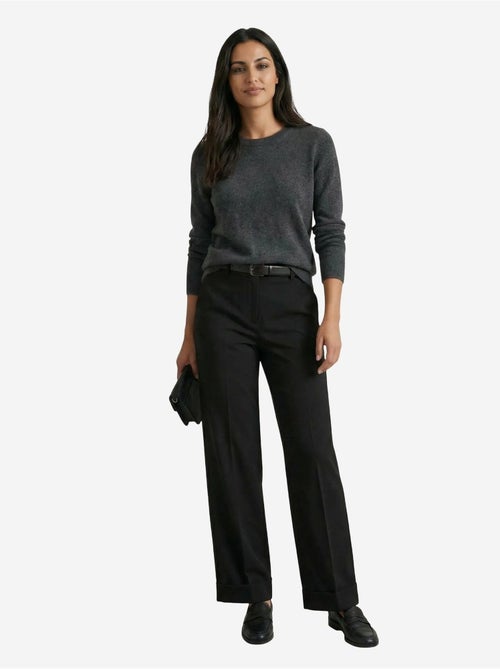 Pantalon taille haute à jambes larges avec ceinture my fashion - Kiabi Pantalon taille haute à jambes larges avec ceinture my fashion - Kiabi