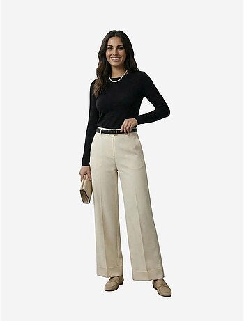 Pantalon taille haute à jambes larges avec ceinture my fashion