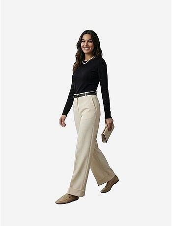 Pantalon taille haute à jambes larges avec ceinture my fashion