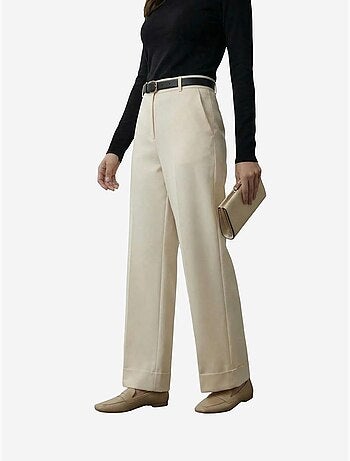 Pantalon taille haute à jambes larges avec ceinture my fashion