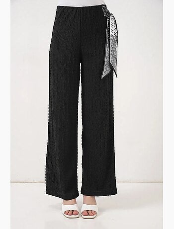Pantalon taille haute à jambes larges avec détail de nœud bdart