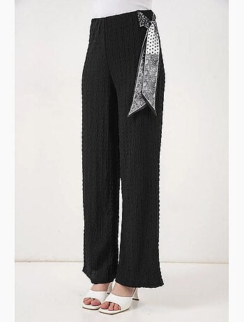 Pantalon taille haute à jambes larges avec détail de nœud bdart