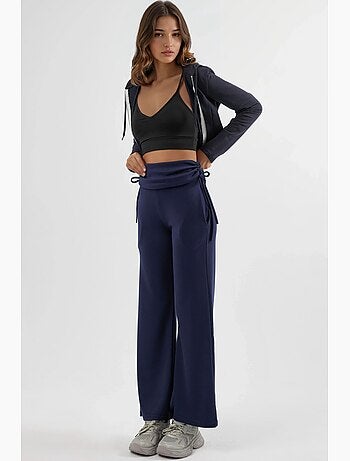 Pantalon taille haute à jambes larges avec détails à volants hiccup