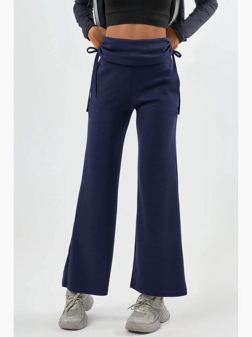 Pantalon taille haute à jambes larges avec détails à volants hiccup - Kiabi