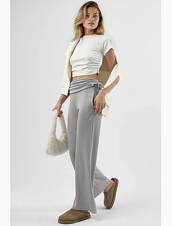 Pantalon taille haute à jambes larges avec détails à volants hiccup