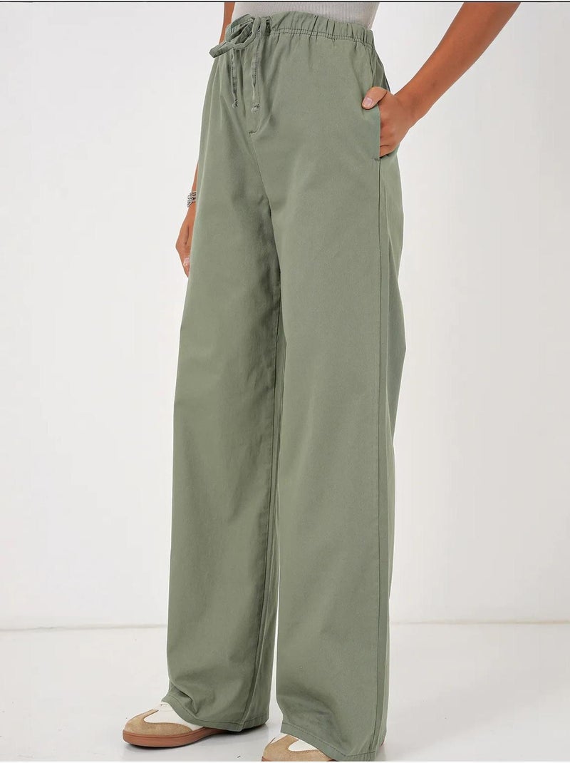 Pantalon taille haute à jambes larges bdart Vert pastel - Kiabi