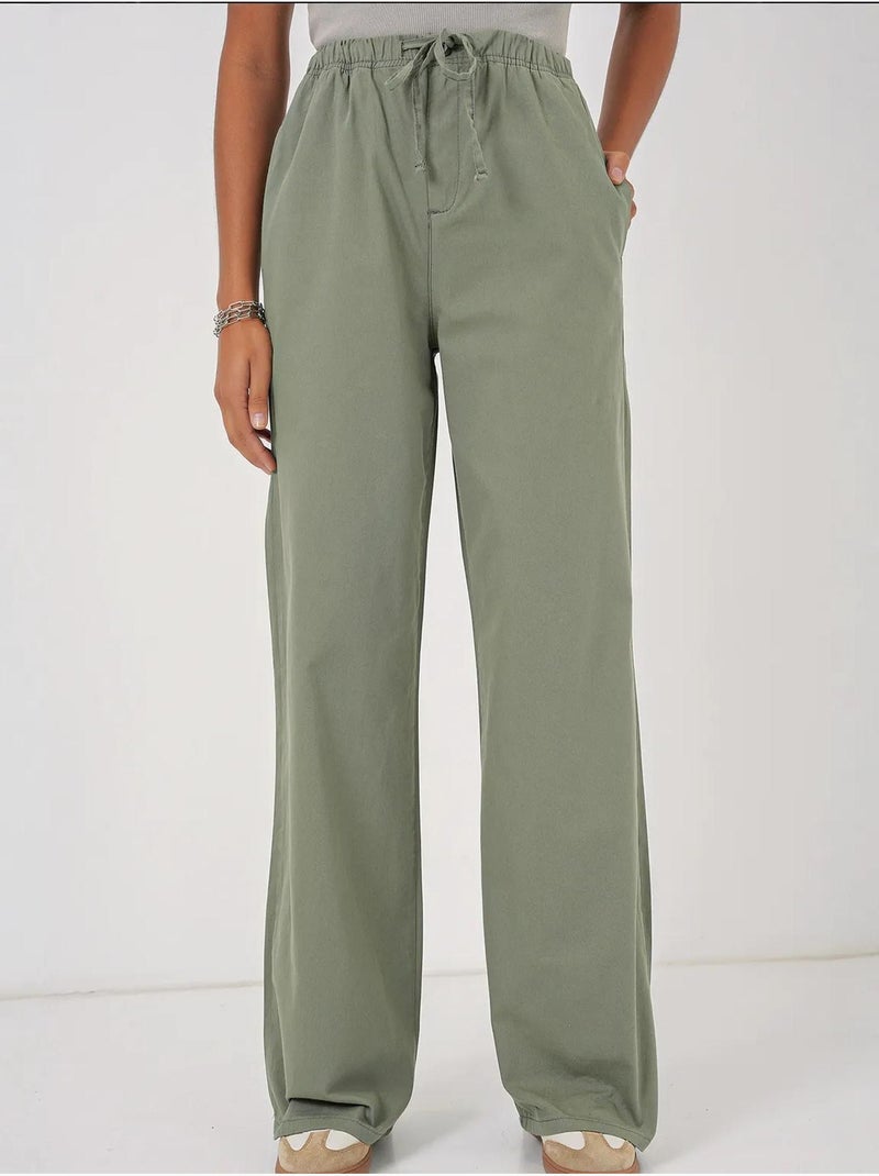 Pantalon taille haute à jambes larges bdart Vert pastel - Kiabi