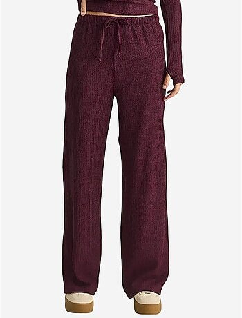 Pantalon taille haute à jambes larges en seersucker lucci