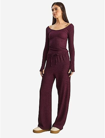 Pantalon taille haute à jambes larges en seersucker lucci