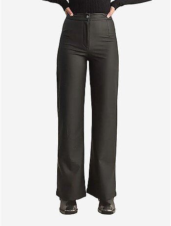 Pantalon taille haute à jambes larges en similicuir lucci