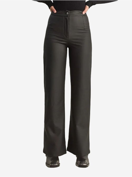 Pantalon taille haute à jambes larges en similicuir lucci - Kiabi Pantalon taille haute à jambes larges en similicuir lucci - Kiabi