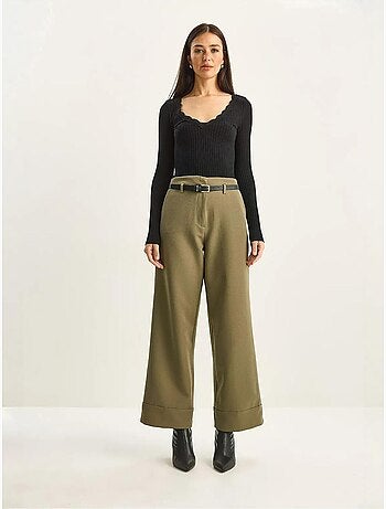 Pantalon taille haute à jambes larges lucci